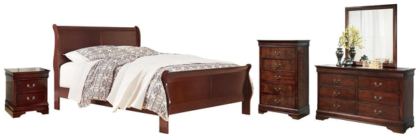 Alisdair King Sleigh Bed, Dresser, Mirror and Nightstand B376B13 Dark Brown Traditional Bedroom Package By AFI - sofafair.com