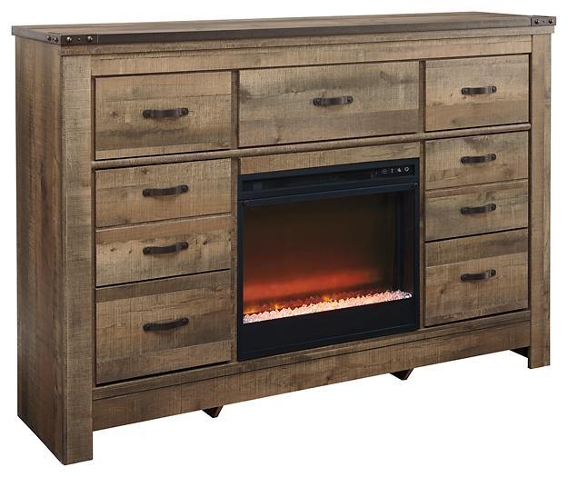 Trinell Dresser with Electric Fireplace B446B25 Brown Casual Youth Bed Cases By AFI - sofafair.com