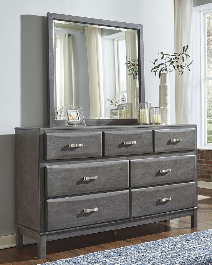 Caitbrook Dresser and Mirror B476B1 Gray Contemporary Master Bed Cases By AFI - sofafair.com