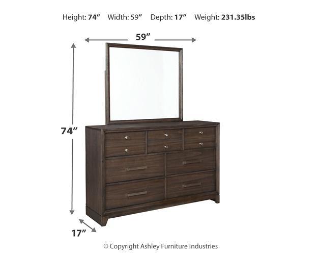 Brueban Dresser and Mirror B497B1 Rich Brown Casual Master Bed Cases By AFI - sofafair.com