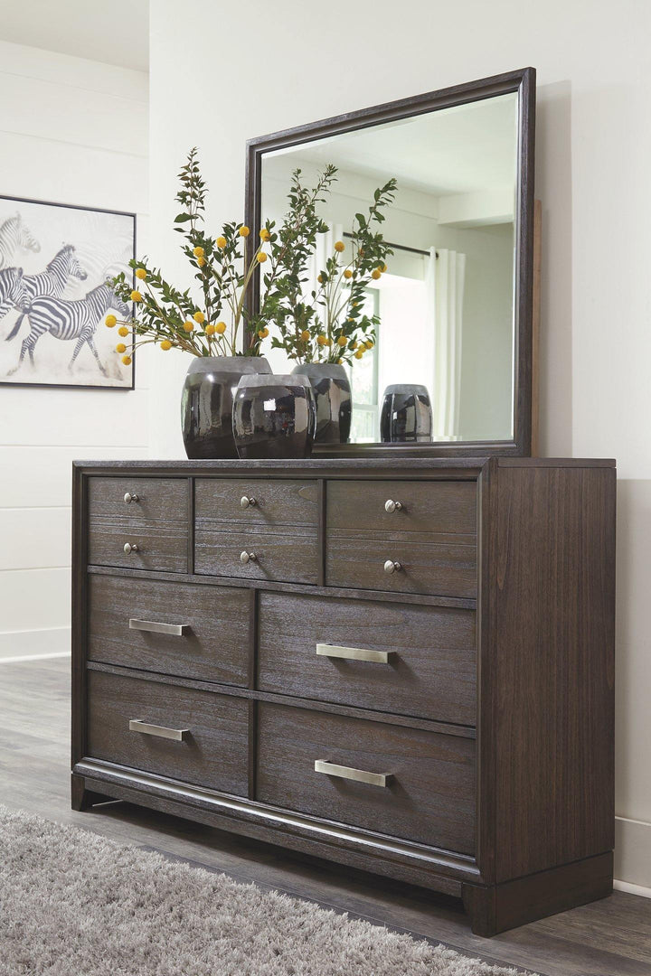 Brueban Dresser and Mirror B497B1 Rich Brown Casual Master Bed Cases By AFI - sofafair.com