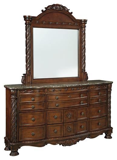 North Shore Dresser and Mirror B553B35 Dark Brown Traditional Master Bed Cases By AFI - sofafair.com