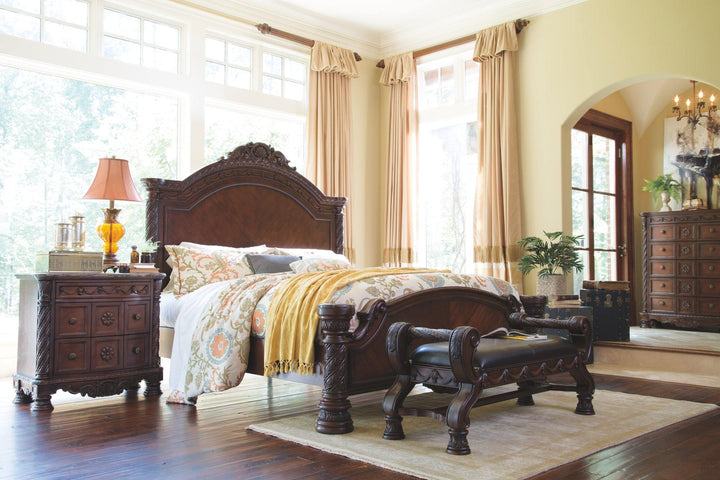 North Shore Upholstered Bench B553-09 Dark Brown Traditional Master Bed Cases By AFI - sofafair.com