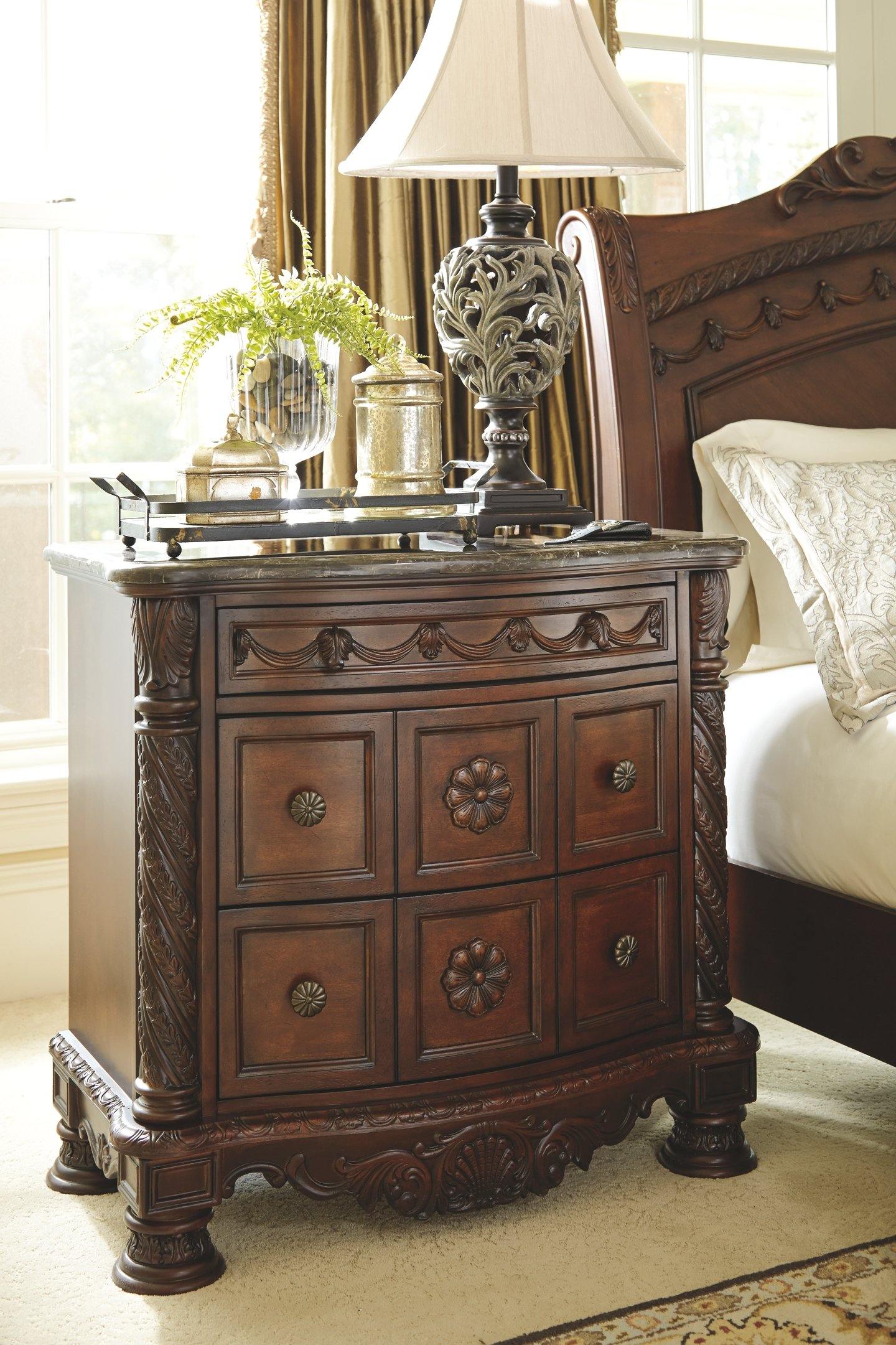 North Shore Nightstand B553-193 Dark Brown Traditional Master Bed Case ...