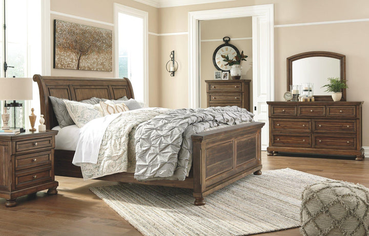 Flynnter Dresser B719-31 Medium Brown Casual Master Bed Cases By AFI - sofafair.com