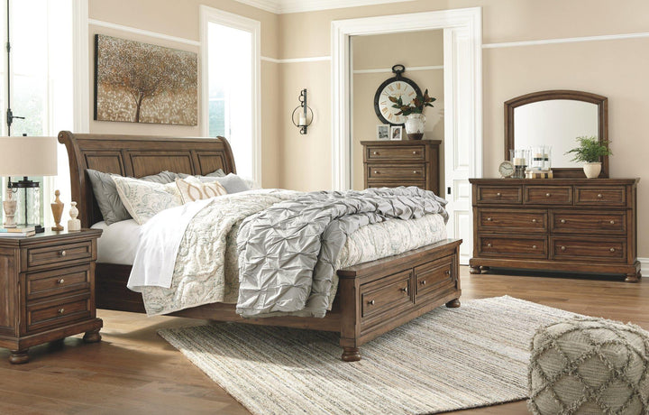 Flynnter Nightstand B719-92 Medium Brown Casual Master Bed Cases By AFI - sofafair.com