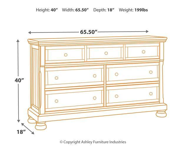 Flynnter Dresser B719-31 Medium Brown Casual Master Bed Cases By AFI - sofafair.com