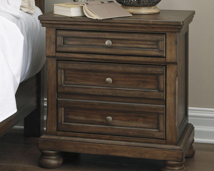 Flynnter Nightstand B719-92 Medium Brown Casual Master Bed Cases By AFI - sofafair.com