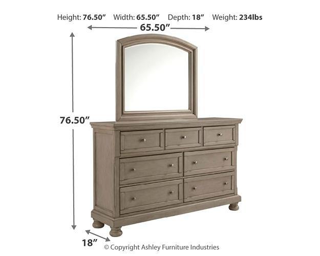 Lettner Dresser and Mirror B733B1 Light Gray Casual Master Bed Cases By AFI - sofafair.com