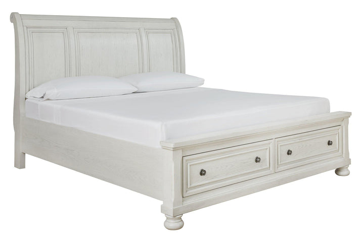 Robbinsdale King Sleigh Bed with Storage B742B8 Antique White Casual Master Beds By AFI - sofafair.com