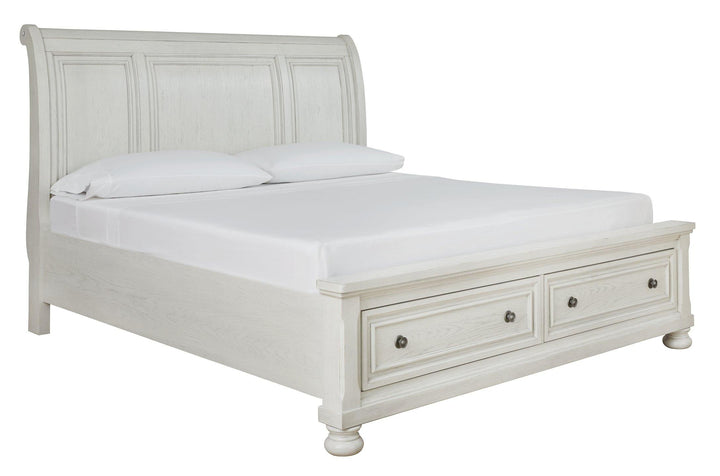 Robbinsdale California King Sleigh Bed with Storage B742B9 Antique White Casual Master Beds By AFI - sofafair.com