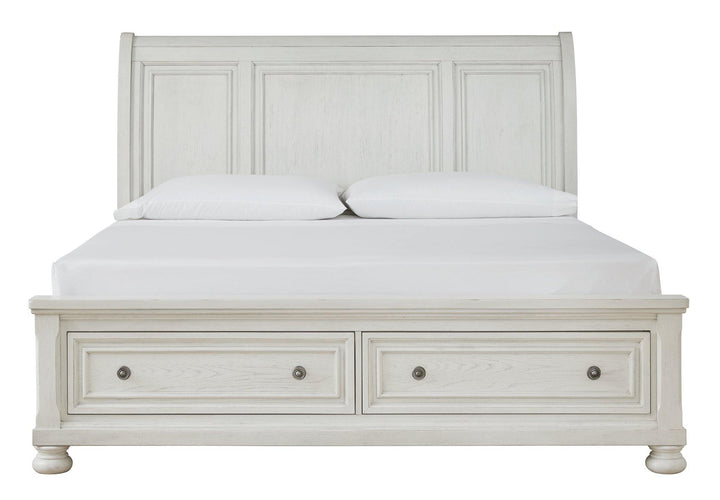 Robbinsdale California King Sleigh Bed with Storage B742B9 Antique White Casual Master Beds By AFI - sofafair.com