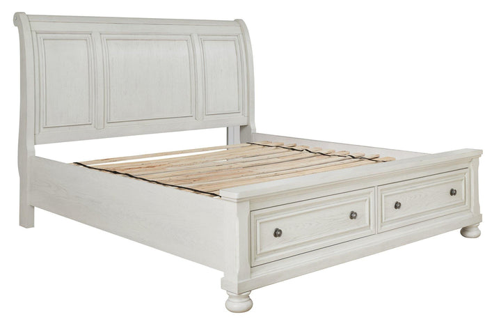 Robbinsdale California King Sleigh Bed with Storage B742B9 Antique White Casual Master Beds By AFI - sofafair.com