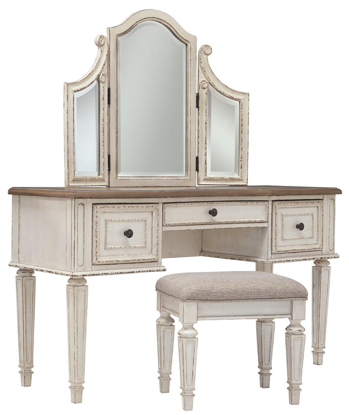 Realyn Vanity and Mirror with Stool B743-22 Two-tone Casual Youth Bed Cases By AFI - sofafair.com