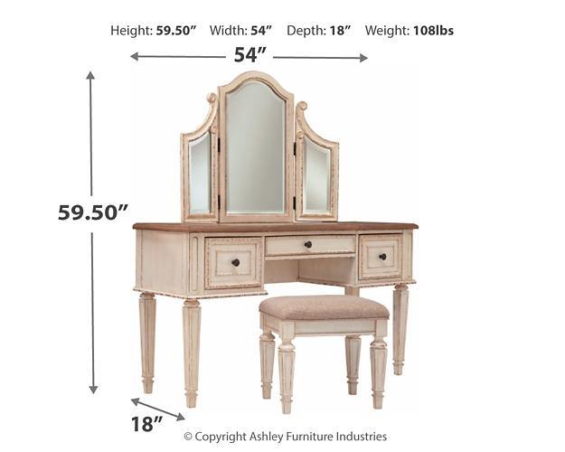 Realyn Vanity and Mirror with Stool B743-22 Two-tone Casual Youth Bed Cases By AFI - sofafair.com