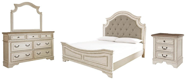 Realyn King Bed with Mirrored Dresser and Nightstand B743B23 Chipped White Casual Bedroom Package By AFI - sofafair.com