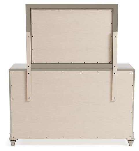 Chevanna Dresser and Mirror B744B1 Platinum Contemporary Master Bed Cases By AFI - sofafair.com