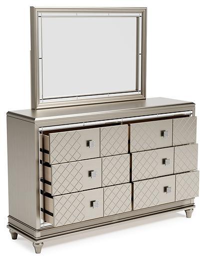 Chevanna Dresser and Mirror B744B1 Platinum Contemporary Master Bed Cases By AFI - sofafair.com