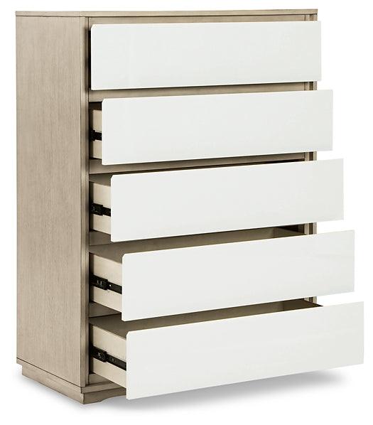 Wendora Chest of Drawers B950-46 Bisque/White Contemporary Master Bed Cases By AFI - sofafair.com