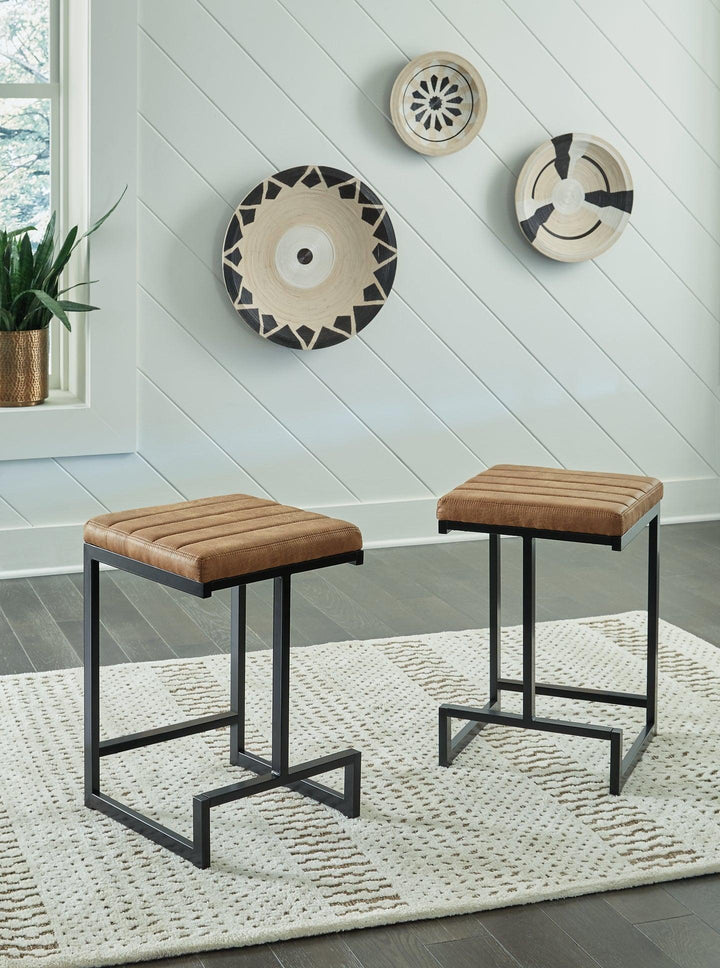 Strumford Counter Height Bar Stool D109-224 Caramel/Black Contemporary Barstools By AFI - sofafair.com