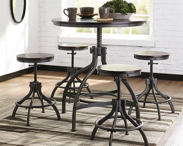 Odium Counter Height Dining Table and Bar Stools Set of 5 D284-223 Brown Casual Casual Tables By AFI - sofafair.com