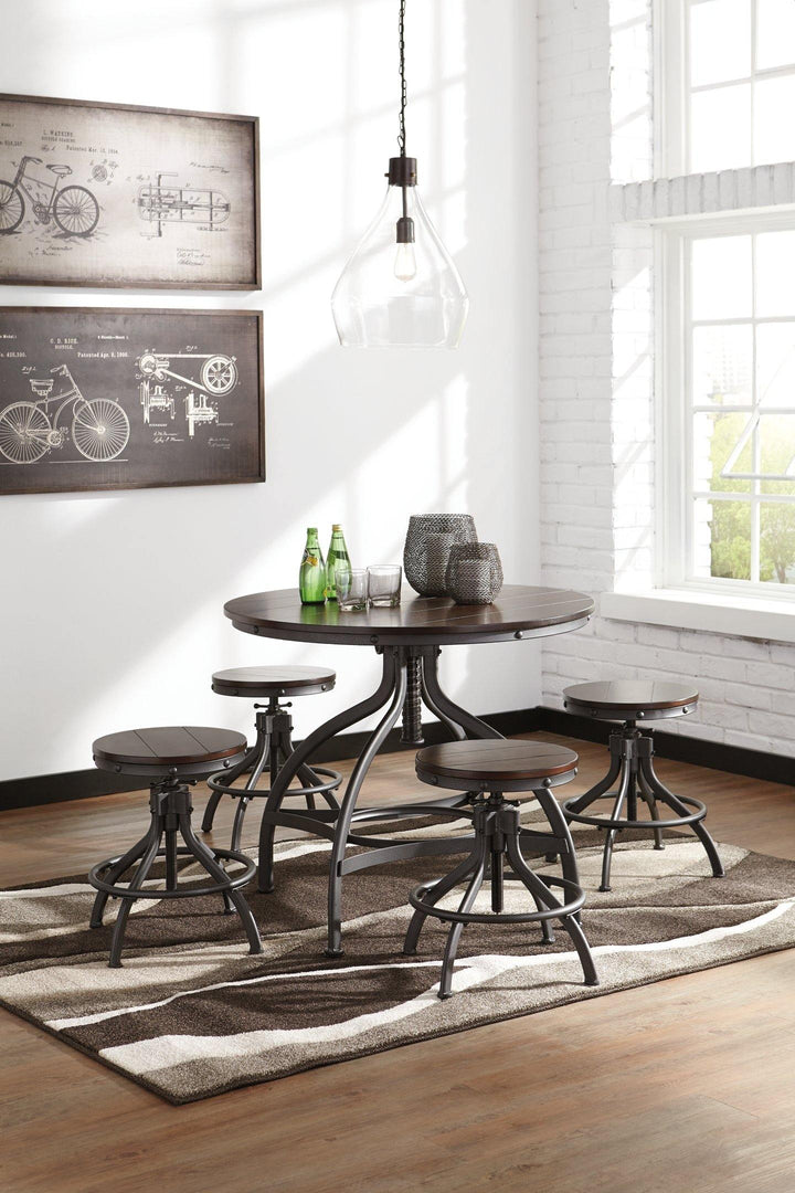 Odium Counter Height Dining Table and Bar Stools Set of 5 D284-223 Brown Casual Casual Tables By AFI - sofafair.com