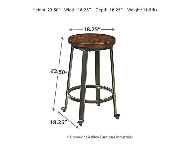 Challiman Counter Height Bar Stool Set of 2 D307-124X2 Rustic Brown Casual Barstools By AFI - sofafair.com