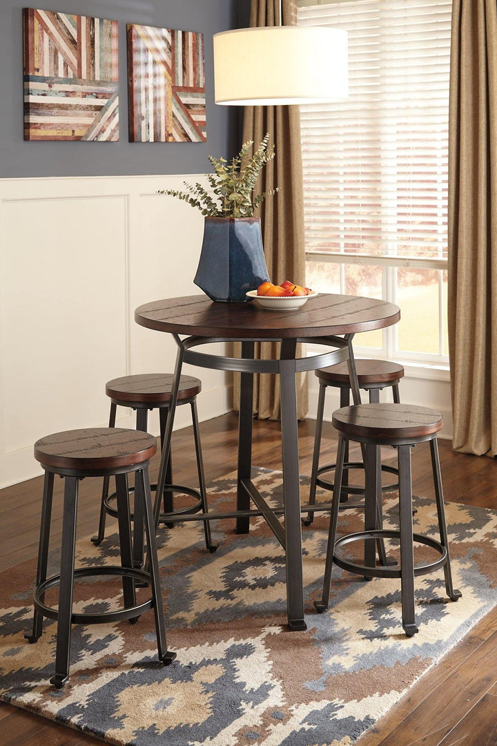 Challiman Counter Height Bar Stool D307-124 Rustic Brown Casual Barstools By AFI - sofafair.com