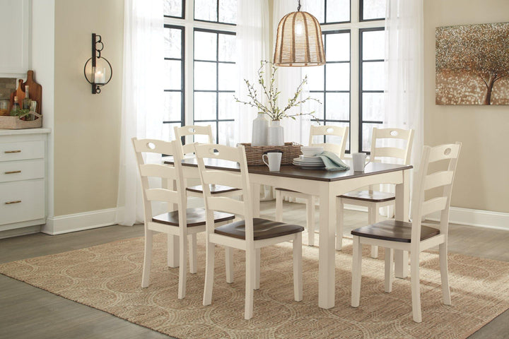 Woodanville Dining Table and Chairs Set of 7 D335-425 Cream/Brown Casual Casual Tables By AFI - sofafair.com