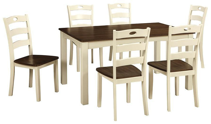 Woodanville Dining Table and Chairs Set of 7 D335-425 Cream/Brown Casual Casual Tables By AFI - sofafair.com
