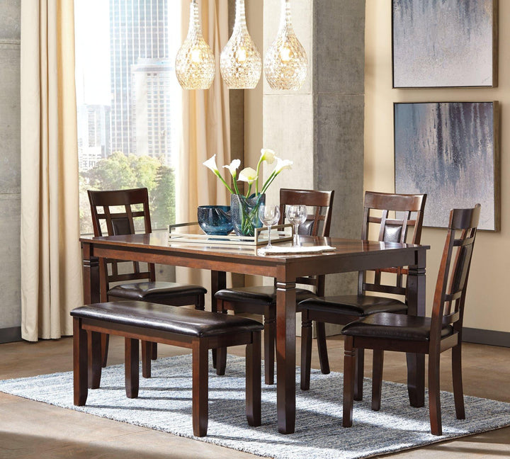 Bennox Dining Table and Chairs with Bench Set of 6 D384-325 Brown Casual Casual Tables By AFI - sofafair.com