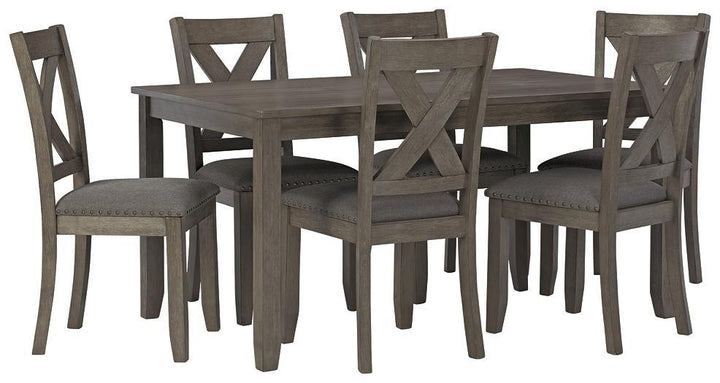 Caitbrook Dining Table and Chairs Set of 7 D388-425 Gray Casual Casual Tables By AFI - sofafair.com