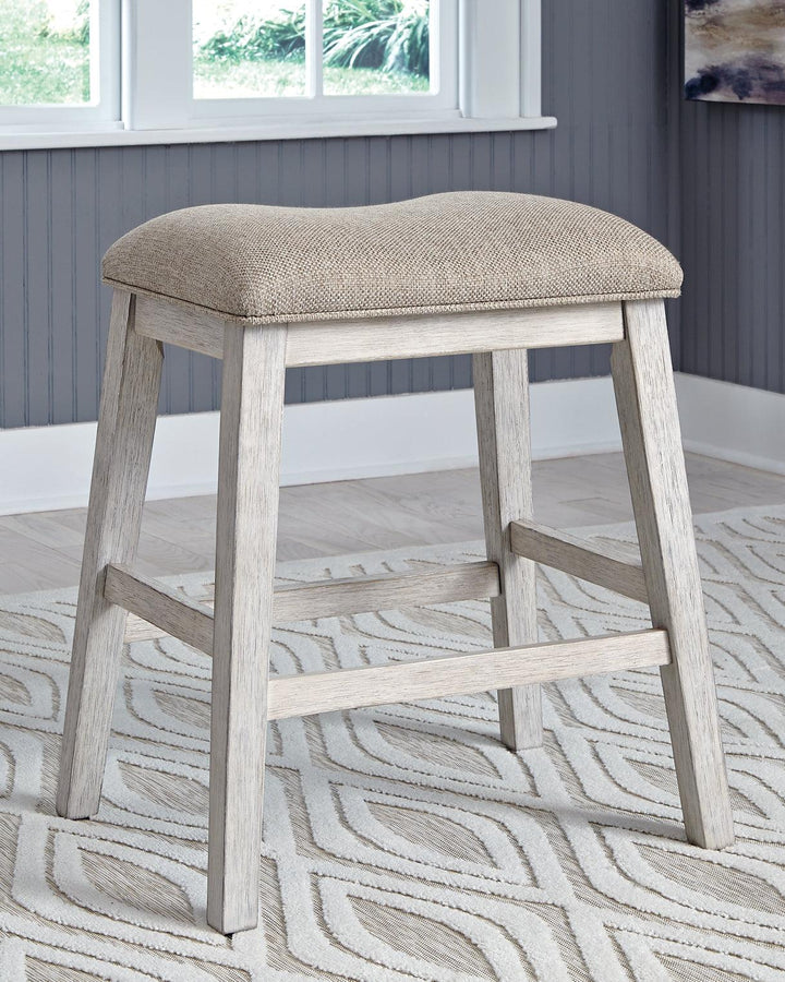 Skempton Counter Height Bar Stool Set of 2 D394-024X2 White/Light Brown Casual Barstools By AFI - sofafair.com