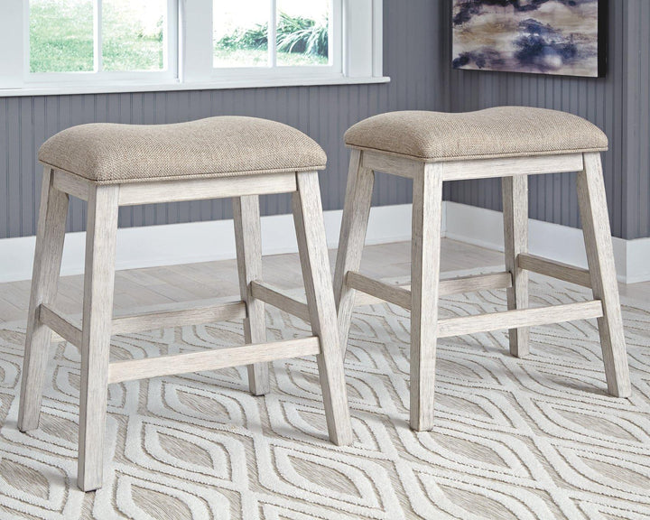 Skempton Counter Height Bar Stool D394-024 White/Light Brown Casual Barstools By AFI - sofafair.com