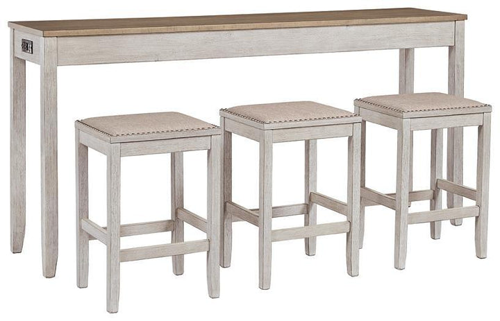 Skempton Counter Height Dining Table and 3 Bar Stools D394-223 White/Light Brown Casual Casual Tables By AFI - sofafair.com