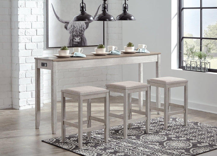 Skempton Counter Height Dining Table and 3 Bar Stools D394-223 White/Light Brown Casual Casual Tables By AFI - sofafair.com