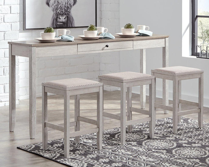 Skempton Counter Height Dining Table and 3 Bar Stools D394-223 White/Light Brown Casual Casual Tables By AFI - sofafair.com