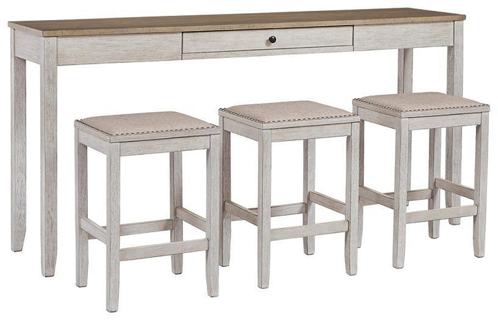 Skempton Counter Height Dining Table and 3 Bar Stools D394-223 White/Light Brown Casual Casual Tables By AFI - sofafair.com