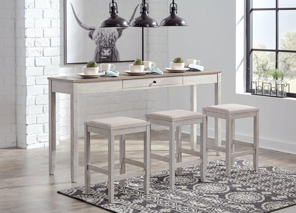 Skempton Counter Height Dining Table and 3 Bar Stools D394-223 White/Light Brown Casual Casual Tables By AFI - sofafair.com