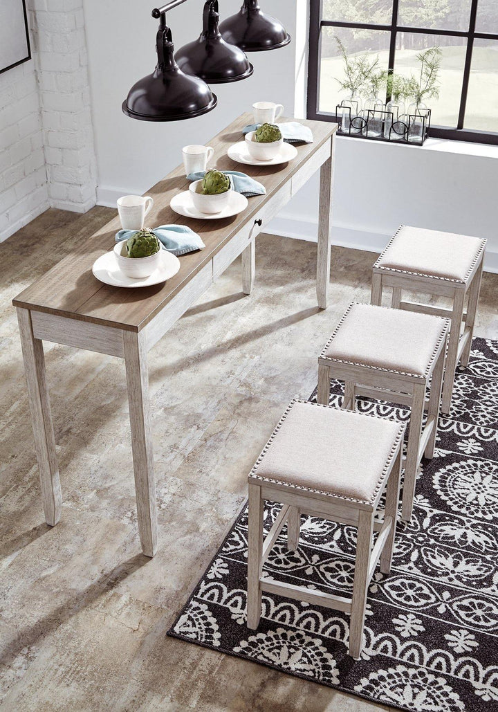 Skempton Counter Height Dining Table and 3 Bar Stools D394-223 White/Light Brown Casual Casual Tables By AFI - sofafair.com