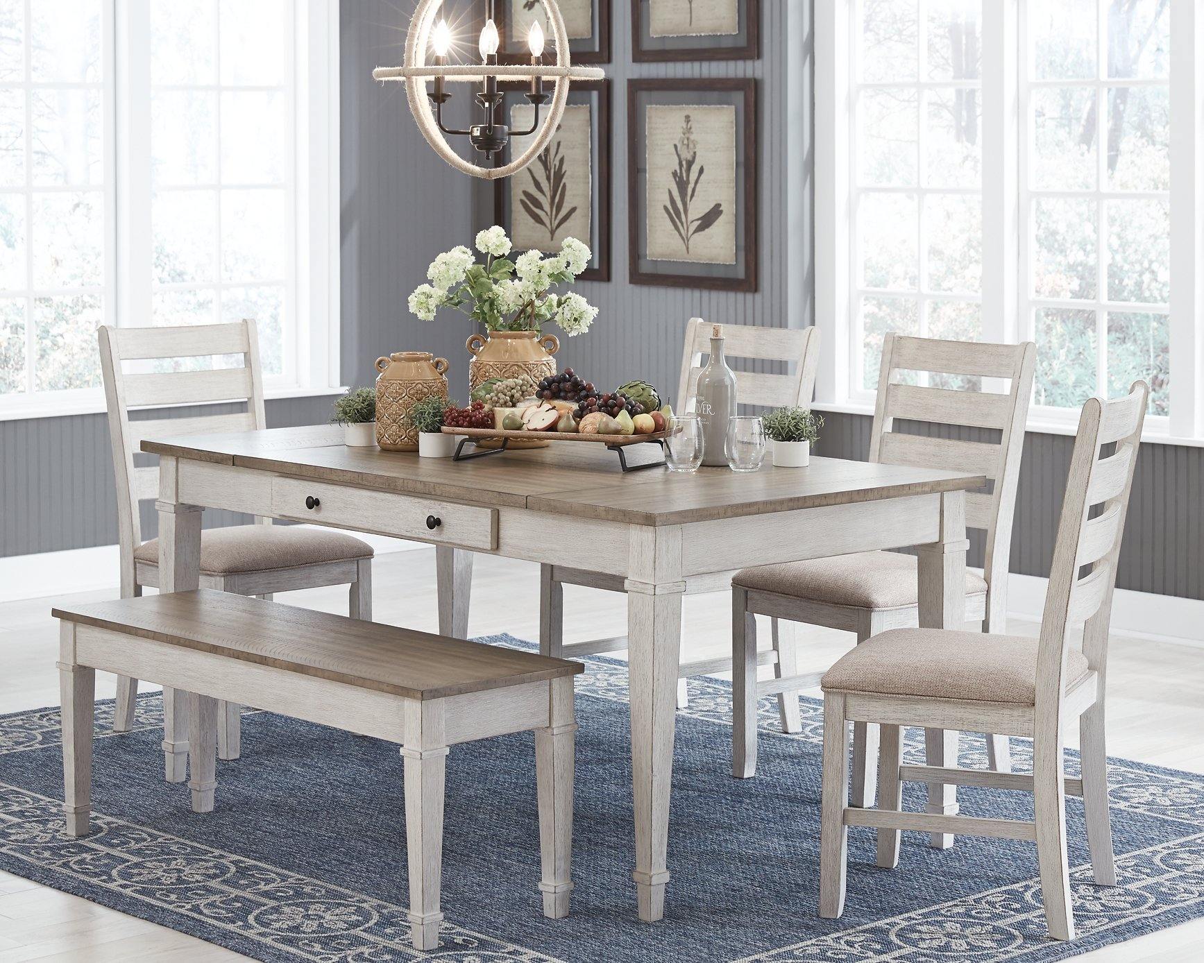 White/Light Brown Casual Skempton Dining Table D394-25 By ashley - sofafair.com