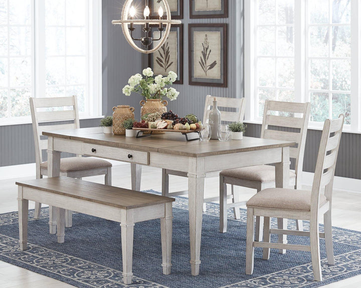 Skempton Dining Table D394-25 White/Light Brown Casual Casual Tables By AFI - sofafair.com