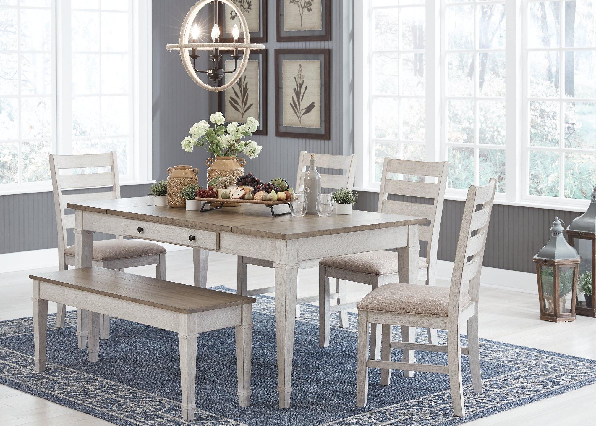 White/Light Brown Casual Skempton Dining Table D394-25 By ashley - sofafair.com