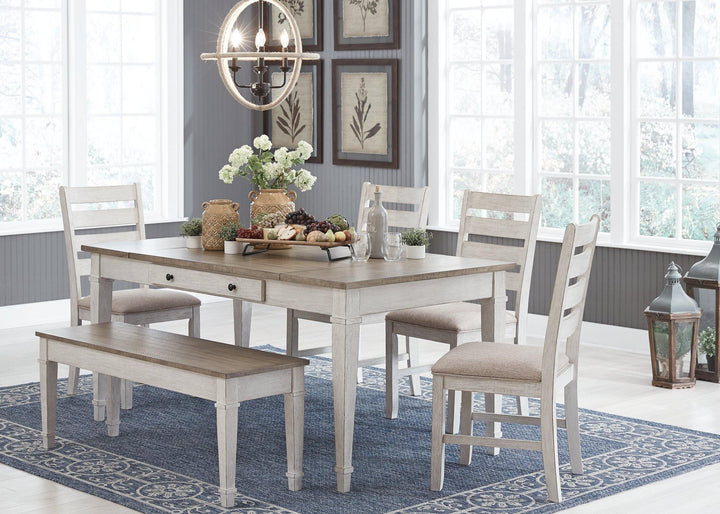 Skempton Dining Table D394-25 White/Light Brown Casual Casual Tables By AFI - sofafair.com