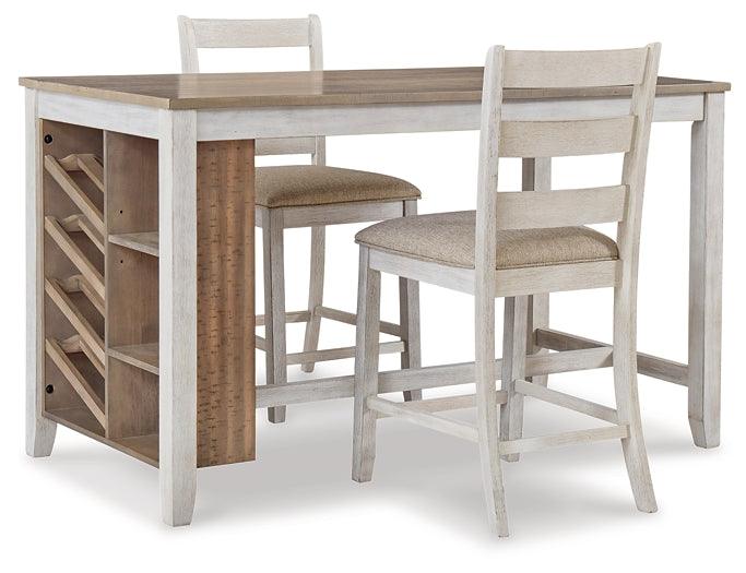 Skempton Counter Height Dining Table and 2 Barstools D394D6 White/Light Brown Casual Dining Package By AFI - sofafair.com