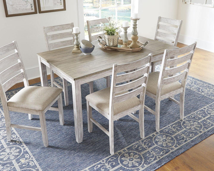 Skempton Dining Table and Chairs Set of 7 D394-425 White/Light Brown Casual Casual Tables By AFI - sofafair.com