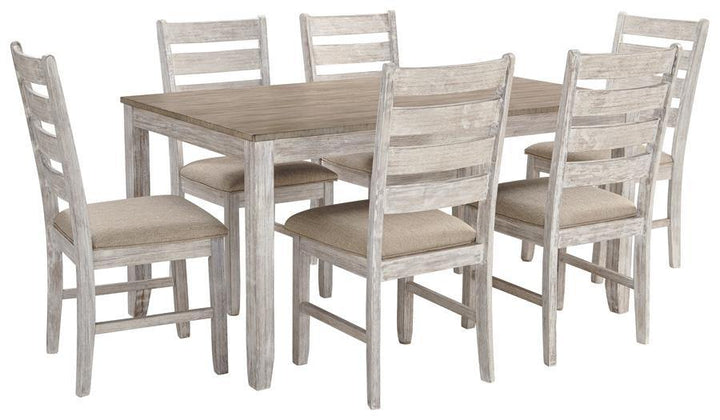Skempton Dining Table and Chairs Set of 7 D394-425 White/Light Brown Casual Casual Tables By AFI - sofafair.com