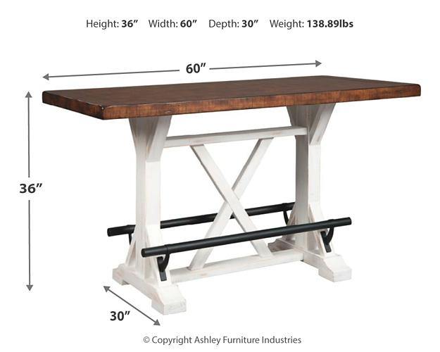 Valebeck Counter Height Dining Table D546-13 White/Brown Casual Casual Tables By AFI - sofafair.com