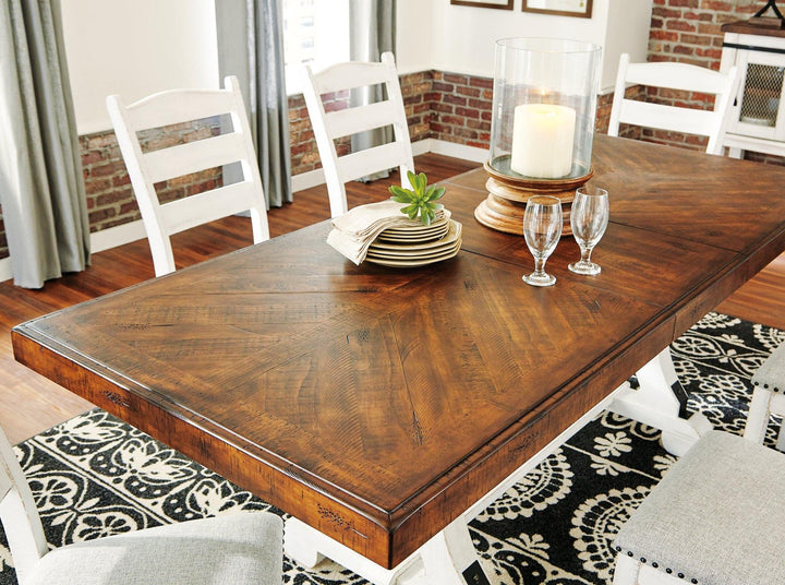 Valebeck Dining Table D546-35 White/Brown Casual Casual Tables By AFI - sofafair.com