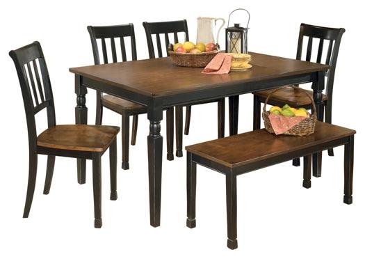 Owingsville Dining Table and 4 Chairs and Bench D580D10 Black/Brown Casual Dining Package By AFI - sofafair.com
